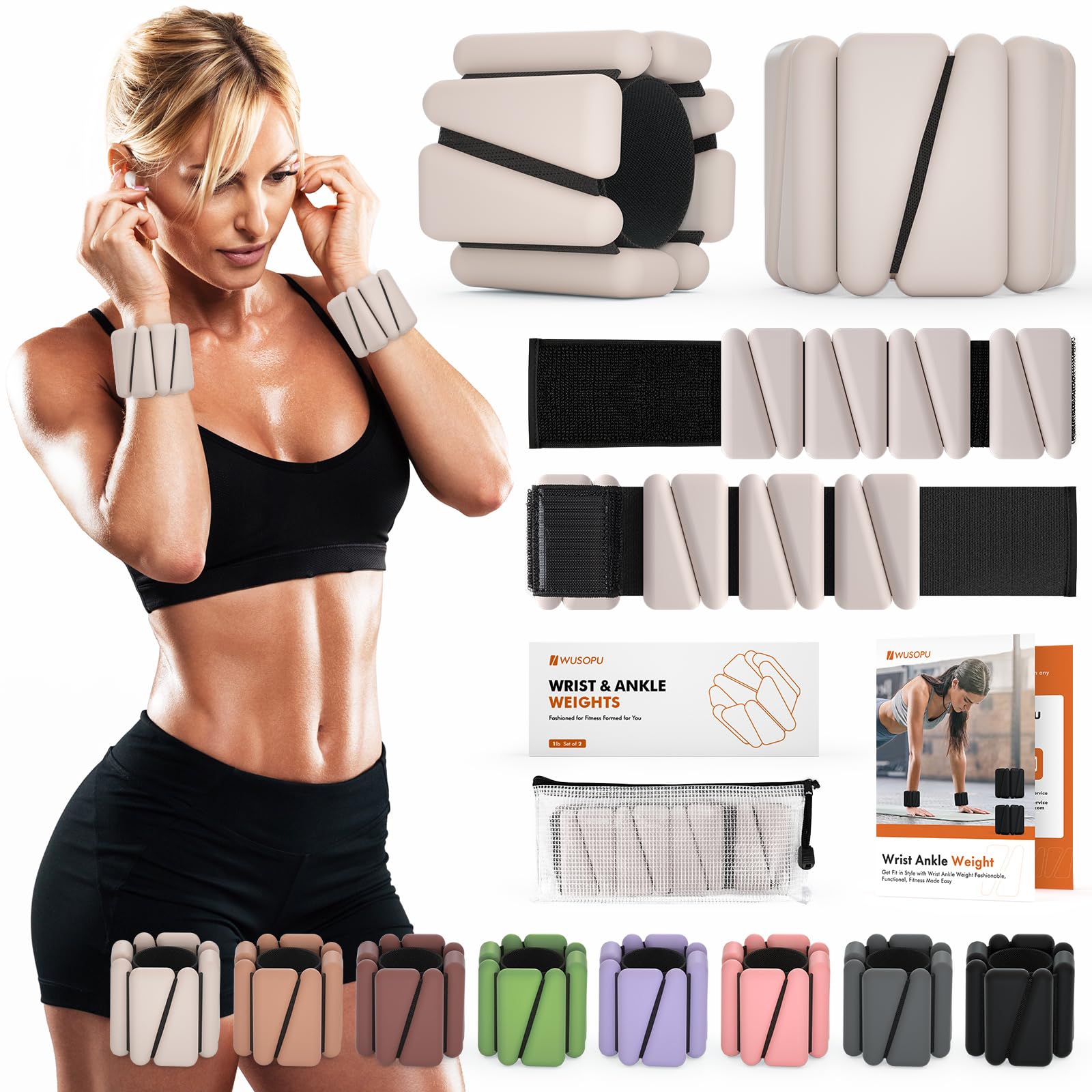 Wrist Weights, Ankle Weights for Women Men, Adjustable Wrist Weighted Bracelet for Home Gym Workout, Running, Yoga, Exercise, Strength Training
