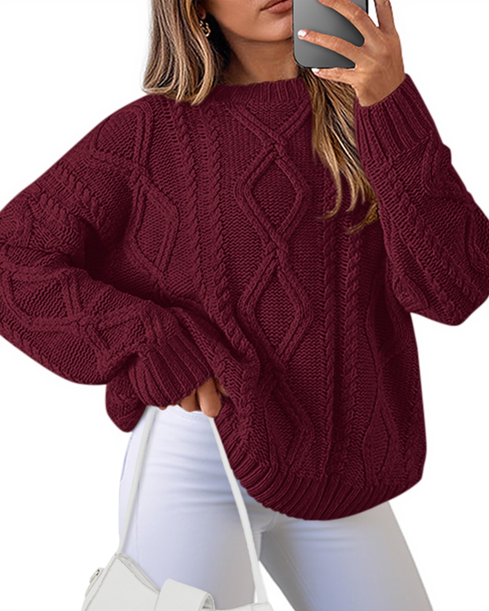 BTFBM Casual Women Long Sleeve Sweater 2025 Fall Ribbed Knit Pullover Loose Crewneck Cable Sweater Jumper Tops