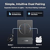 Vista 3 de UGREEN Adaptador Bluetooth 5.4 para Avión para 2 Airpods o Auriculares, Transmisor Bluetooth Inalámbrico Compatible con Todos los AirPods como