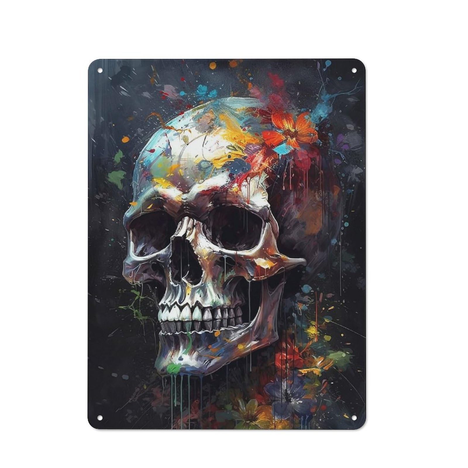 Junmoney Skull Head 1 Tin Sign 40X30cm For Workshop Wall, Retro Wall Decor, Suited To Metal Sign Collectors