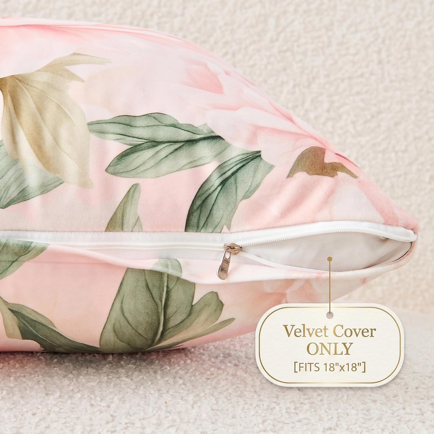 Pink Peony Velvet Pillow Covers 18x18 Set of 2, Shabby Chic image 5