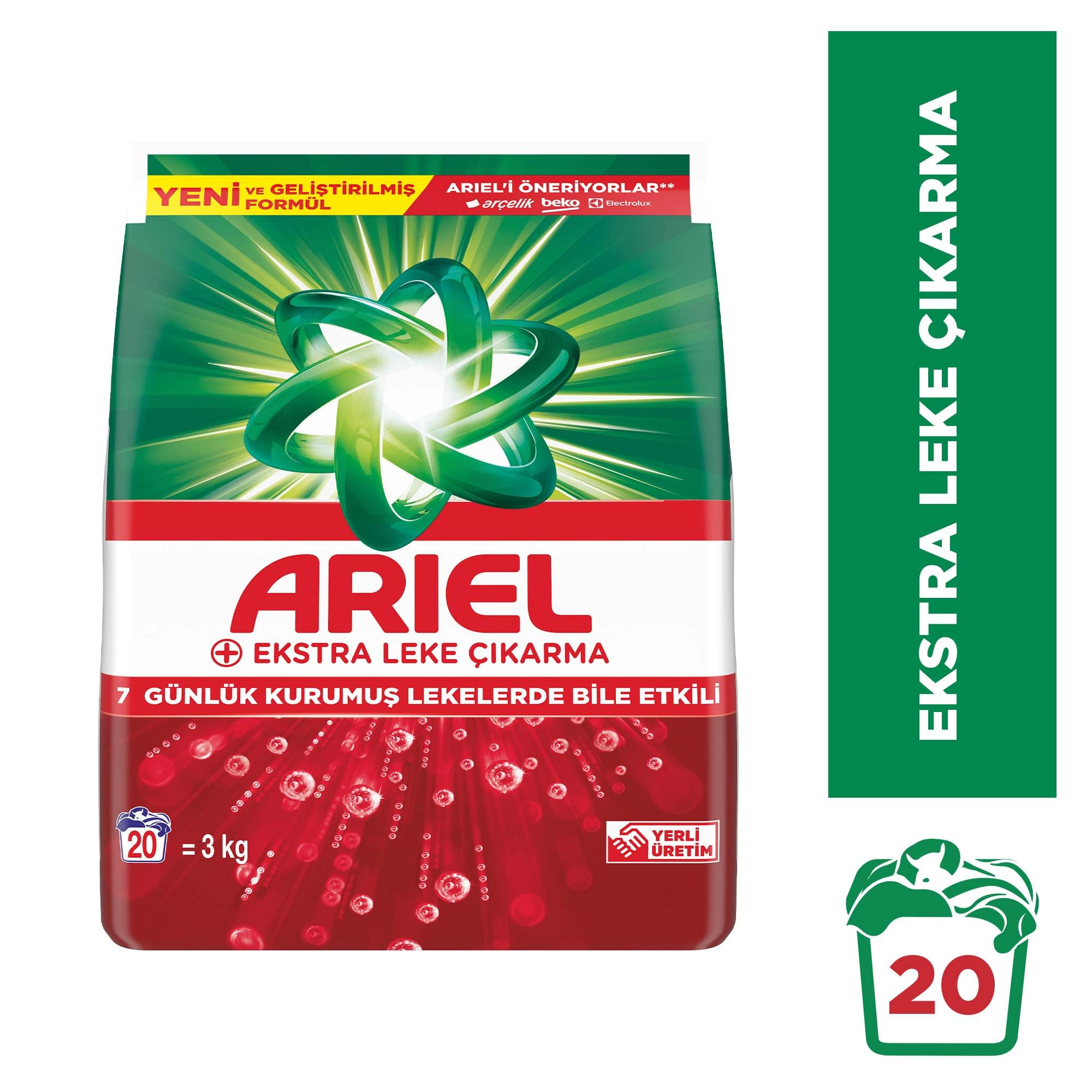 Ariel Ekstra Leke Çıkarma Toz Çamaşır Deterjanı 3 Kg 20 Yıkama