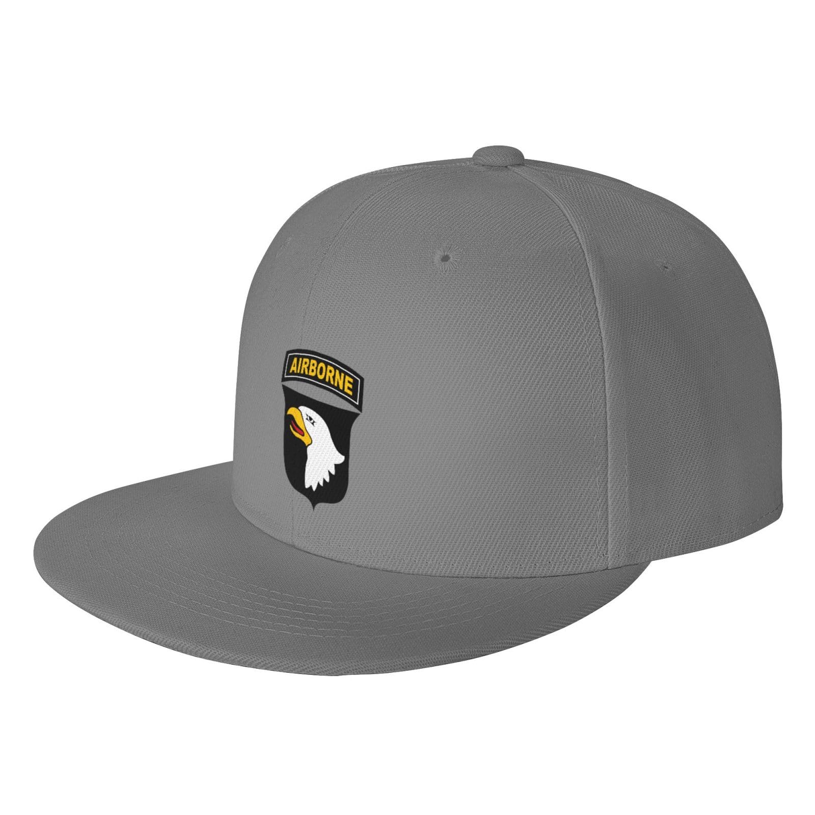 US 101st Airborne Division Patch Trucker Hat for Men Snapback Hats Baseball Cap Flat Brim Hats Gray