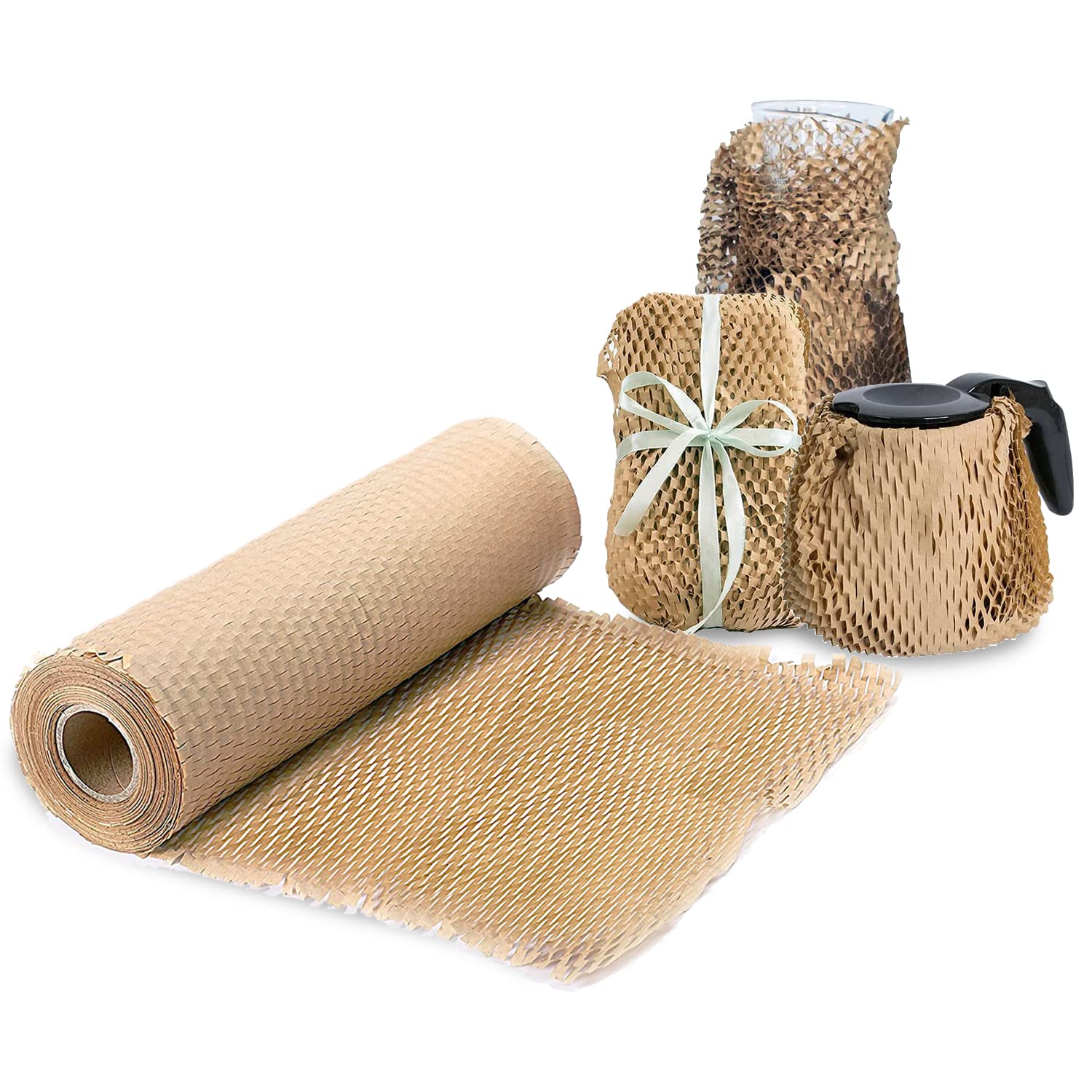 NAKSHATRA Honeycomb Cushioning Wrap Roll - 38cm x 20m Protective Packaging Paper | Eco Friendly Recyclable Stretchable Material | For Packing Moving Shipping