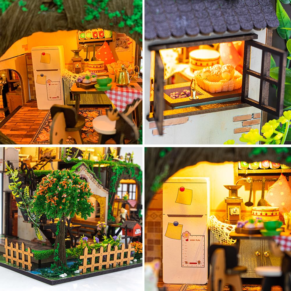 DIY Miniatur Puppenhaus Kit Multi Loft Haus Holz Miniaturen Haus Handwerk DIY Modellbausätze Weihnachten Geburtstag Geschenke für Männer und Frauen Freund (mit Staubschutz)