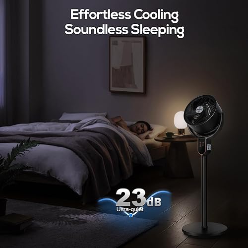 Miniatura 8 de hykolity Ventilador para dormitorio, ventilador de pie oscilante omnidireccional de 90+70, pedestal 3 en 1 y ventilador de mesa, ventilador de piso