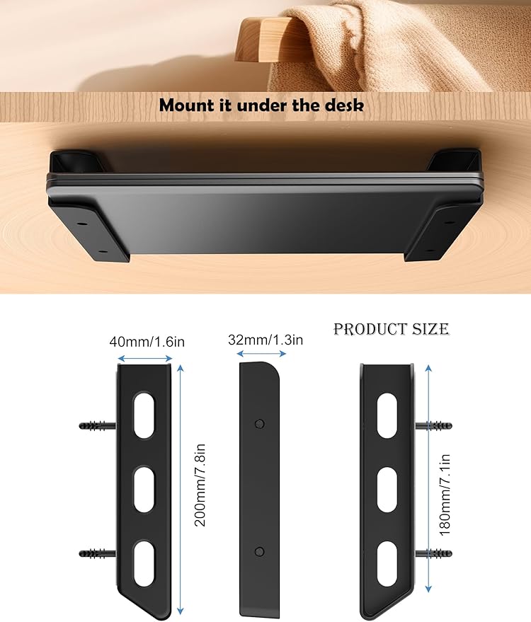 Soporte para Laptop Bajo Escritorio, Negra, Compatible con Dispositivos hasta 40mm miniatura 2