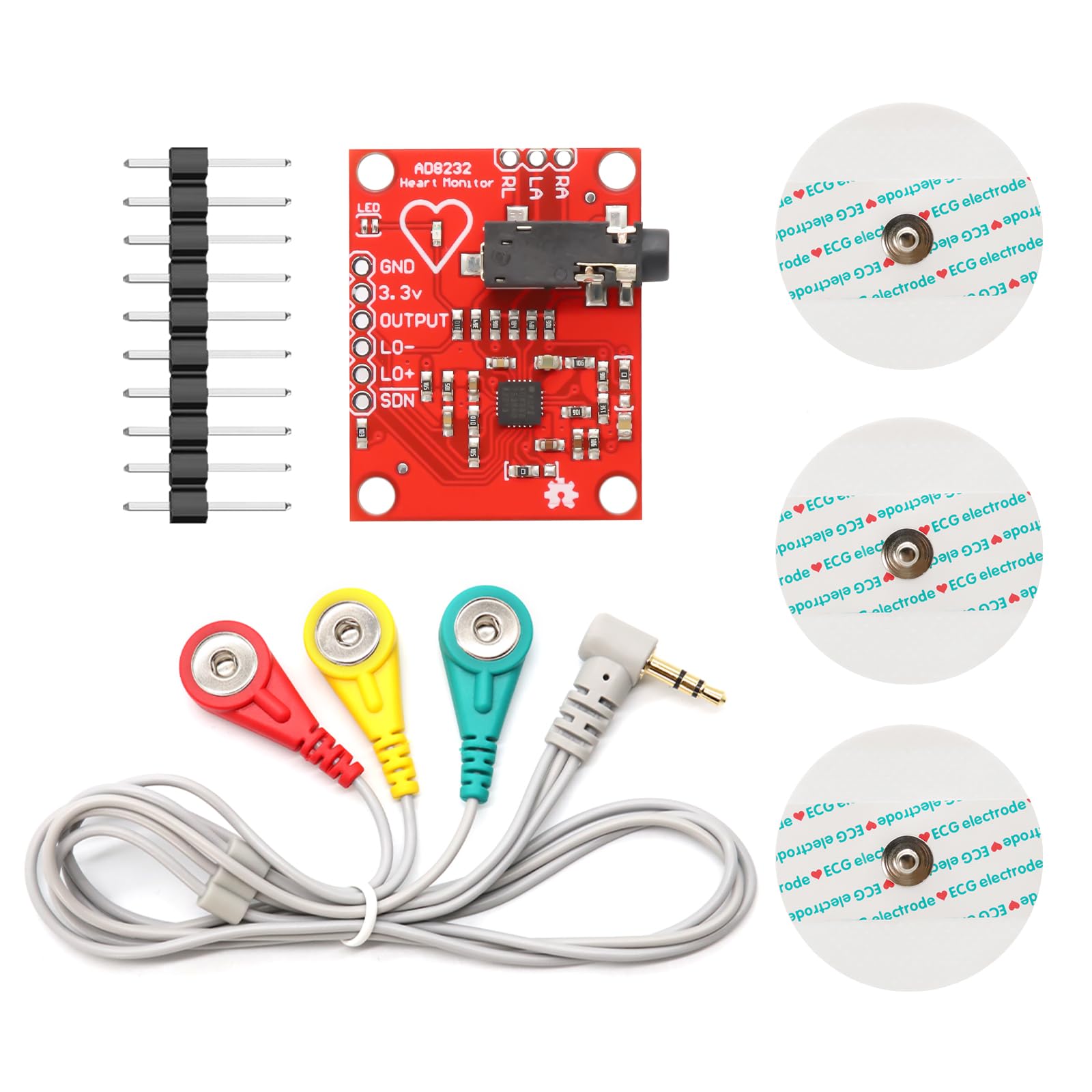 Ad8232 Ecg Module Kit Ecg Measuring Pulse Heart Rate Sensor ...