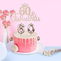 Vista 5 de Decoraciones de cumpleaños número 60, regalos para mujeres, incluyendo corona, banda, decoración de pastel, velas y taza de vino o café de 12 onzas