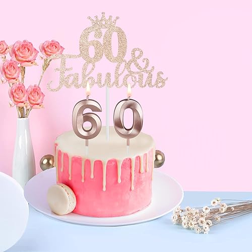 Miniatura 5 de Decoraciones de cumpleaños número 60, regalos para mujeres, incluyendo corona, banda, decoración de pastel, velas y taza de vino o café de 12 onzas