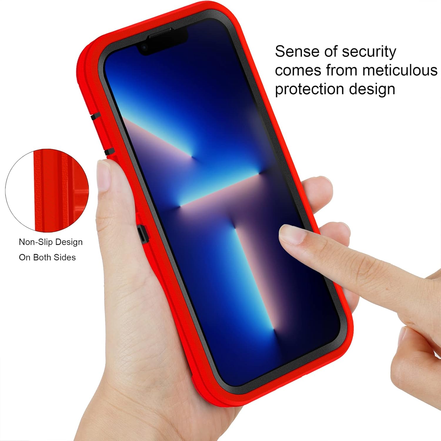 Compatible with iPhone 13 Pro Max Phone Case with Tempered Glass Screen Protectors,3 Layers Military Full Body Drop Protective Heavy Duty Shockproof For iPhone 13 Pro Max Cover 6.7 inches RedBlack - Image 6