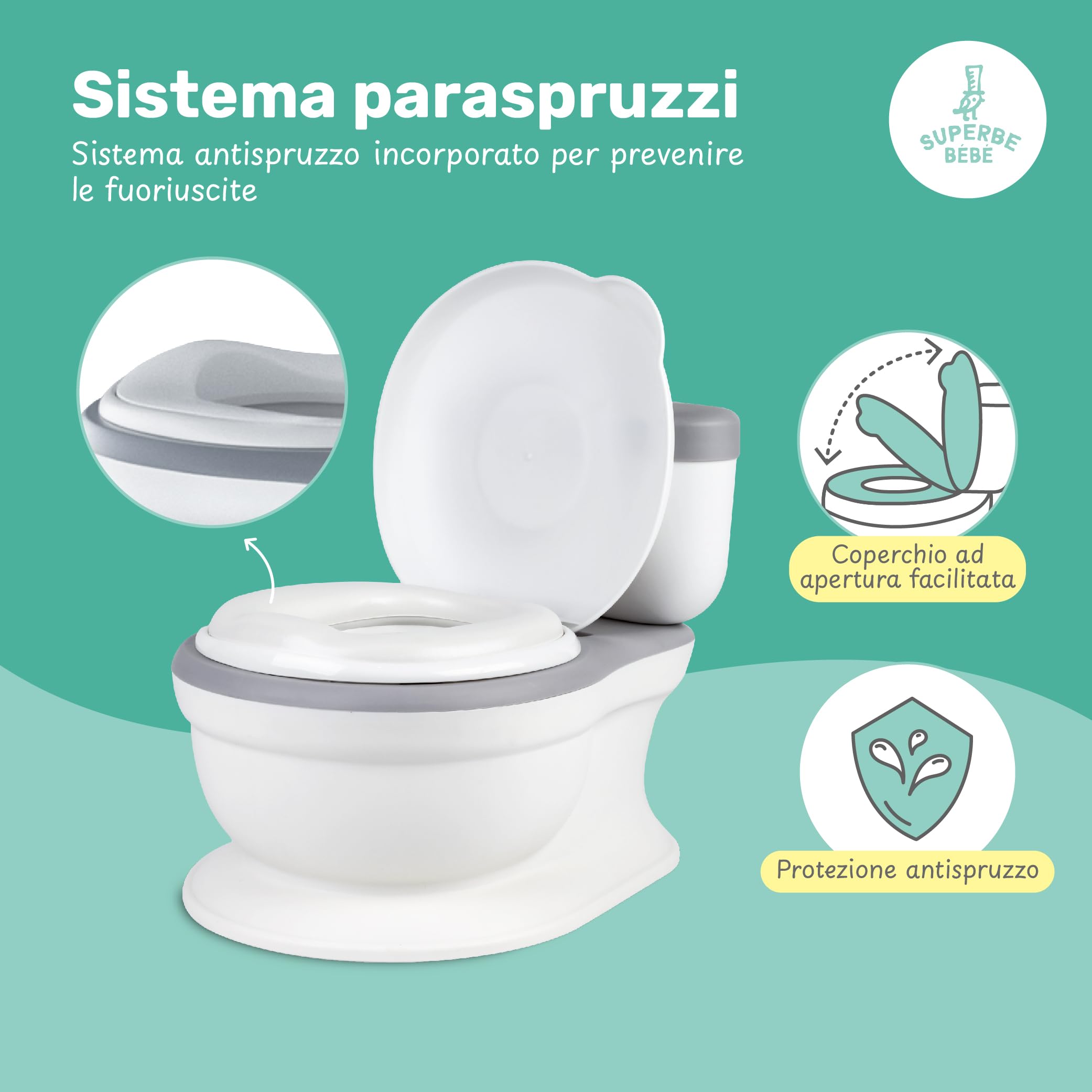 Wc dla dzieci z dźwiękiem spłukiwania i muzyką - Antypoślizgowy, wyjmowany pojemnik - Reduktor sedesowy