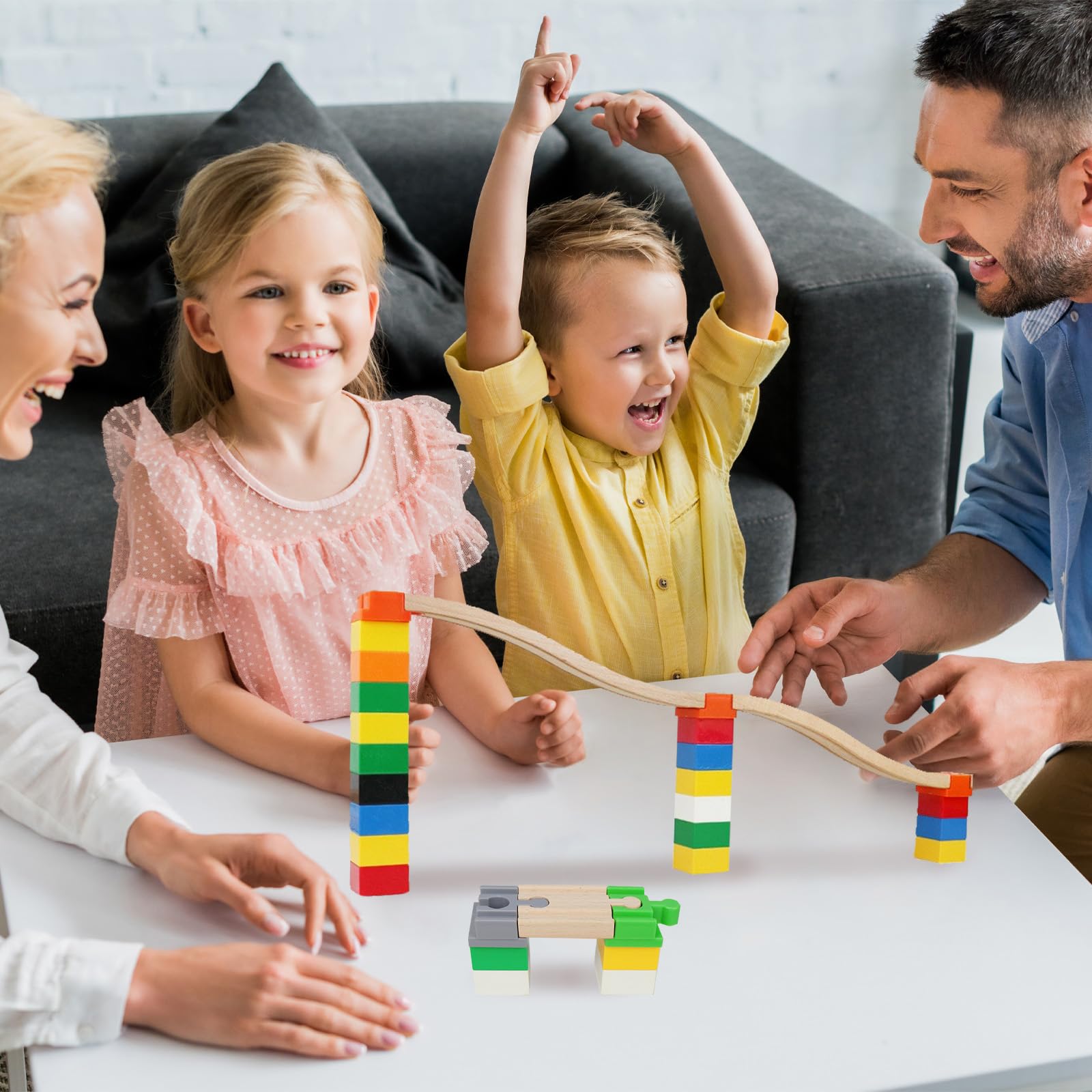 LUKIUP Drewniane adaptery do kolejek, 28 sztuk, łączniki do drewnianych kolejek, łącznik szynowy z tworzywa sztucznego, akcesoria dla dzieci w wieku od 3 do 7 lat
