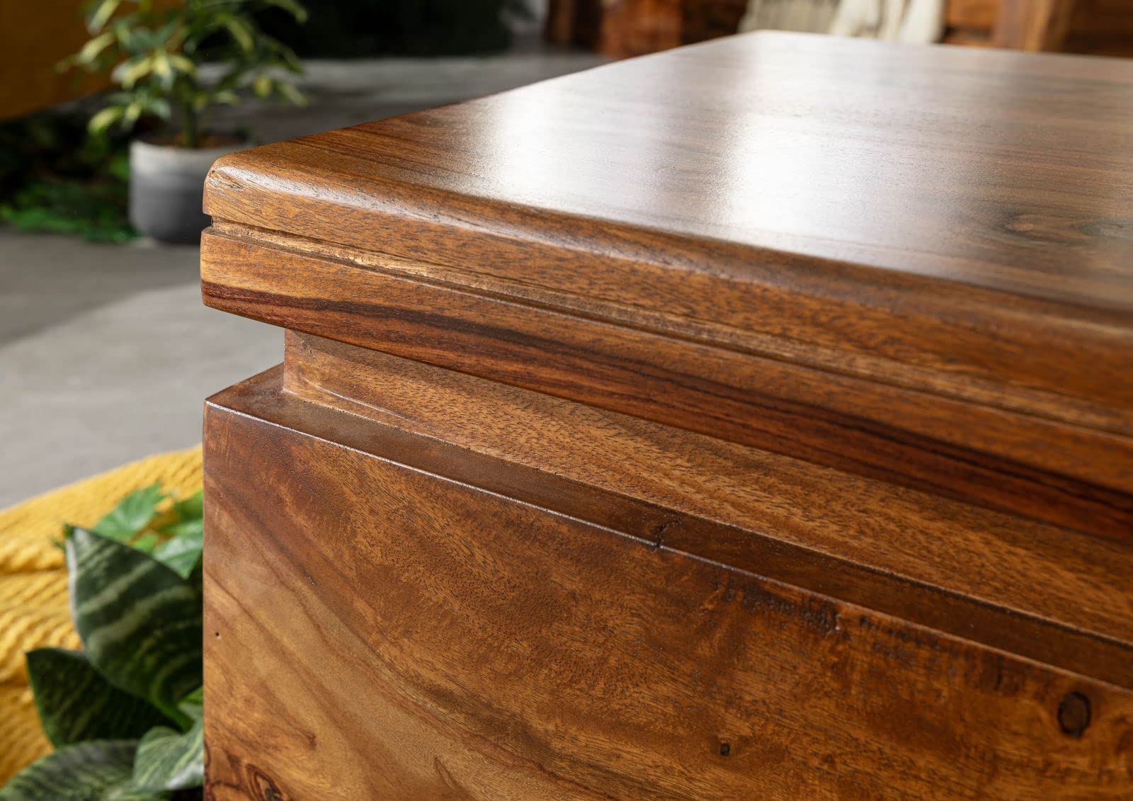 MASSIVMOEBEL24.DE | Toronto Truhe aus Massivholz walnuss - gewachst Sheesham Stauraum + Sitzgelegenheit + Deckel 80x40x40 Aufbewahrungsbox Holztruhe Sitztruhe