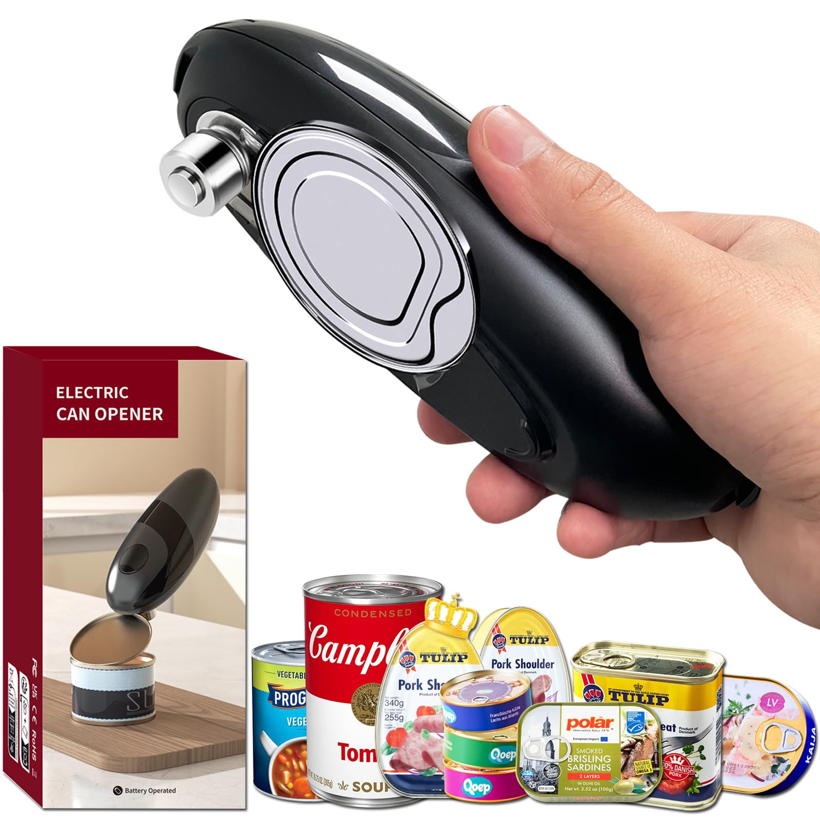 [UPGRADED BLADE] DRIDOUAM Auto 2.0 Electric Can Opener, Effortless One-Touch Operation with Safety Smooth Edge, Battery Powered Automatic Can Opener for All Can Sizes Best for Seniors, Arthritis