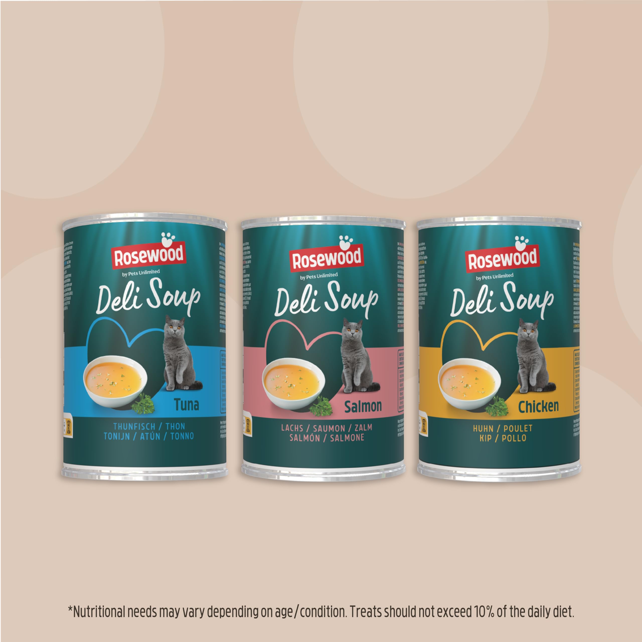 Rosewood Deli Soup Poulet – Friandise savoureuse au Bouillon pour Chat avec Morceaux de Poulet Tendre, sans sel ni Sucre ajouté, sans additifs artificiels, 135 ML