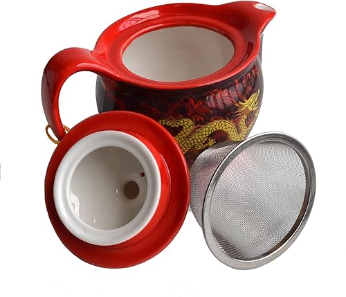 Miniatura 45 de Tetera China Porcelana 12oz Dragón Azul marino Infusor de filtración inoxidable para té suelto (azul marino) Azul marino,Azul cobalto,Amarillo