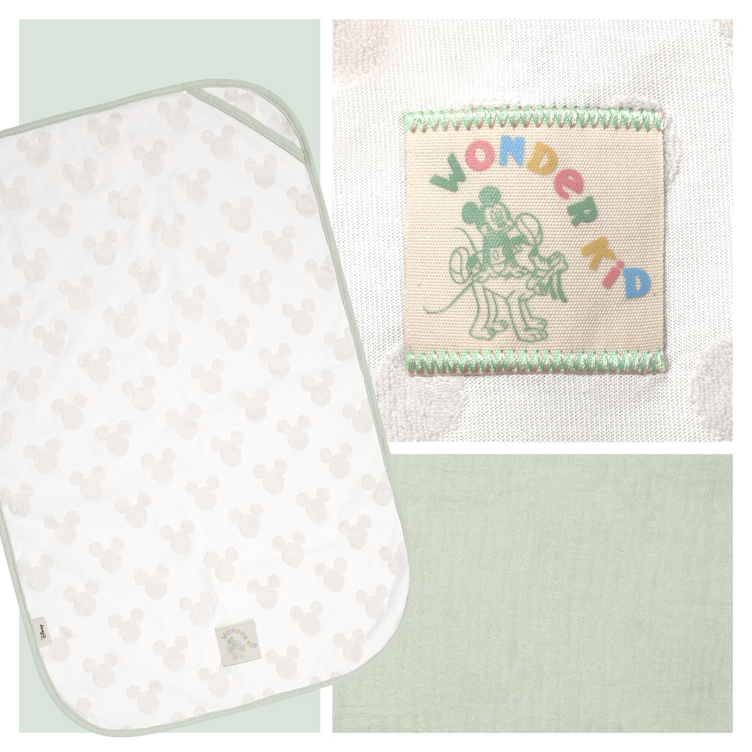 hauck Coprifasciatoio e Asciugamano 2 in 1 per Neonati, Disney Mickey Light Beige - 44 x 69 x 0,4 cm Compatibile con Fasciatoio Change N Clean - Mussola Cotone Traspirante e Spugna - con Asola