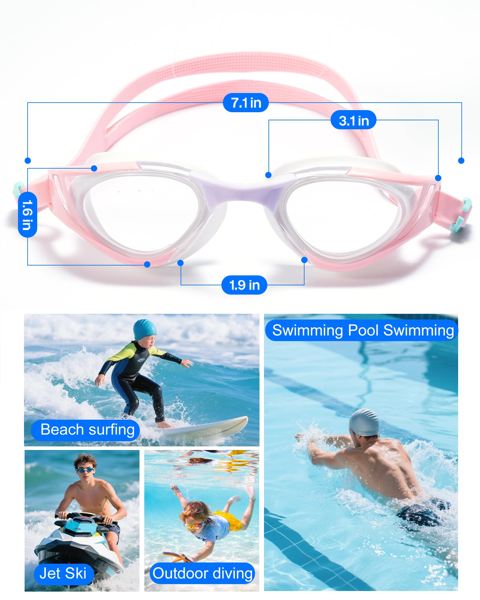 Occhialini da nuoto, visione super chiara, occhialini da nuoto per adulti, adatti per tutti i tipi di programmi di nuoto
