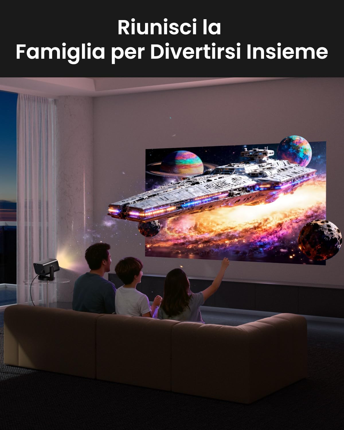 Proiettore Portatile, [App Integrate] UCOCARE Mini Proiettore 4K Smart TV, WiFi & Bluetooth, Auto Keystone, Fuoco Elettronica, 4K 1080P Videoproiettore Home Cinema per Telefono, Smart TV, USB