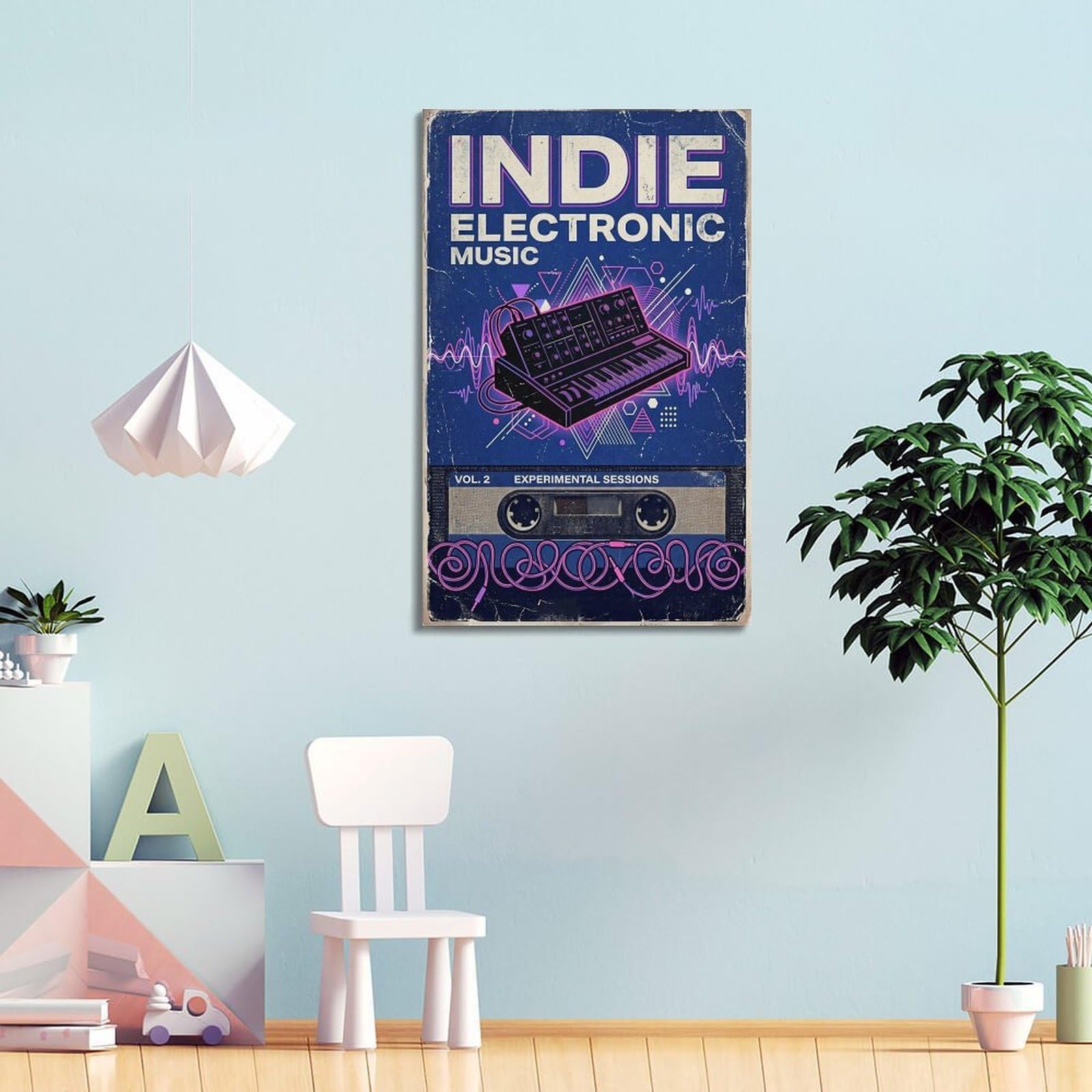 OKNGB Synthwave - Poster decorativo da parete con stampa artistica su tela, motivo: musica elettronica indie, decorazione moderna, per camera da letto, 40 x 60 cm