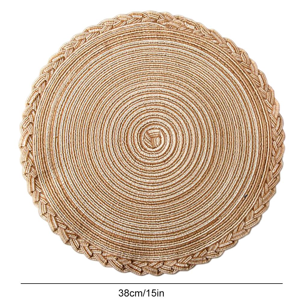 Decorazioni per la tavola, tovagliette, tovagliette da Cucina Rotonde con Bordo Intrecciato in Filato di Cotone 38 cm, Set da 6 Pezzi.