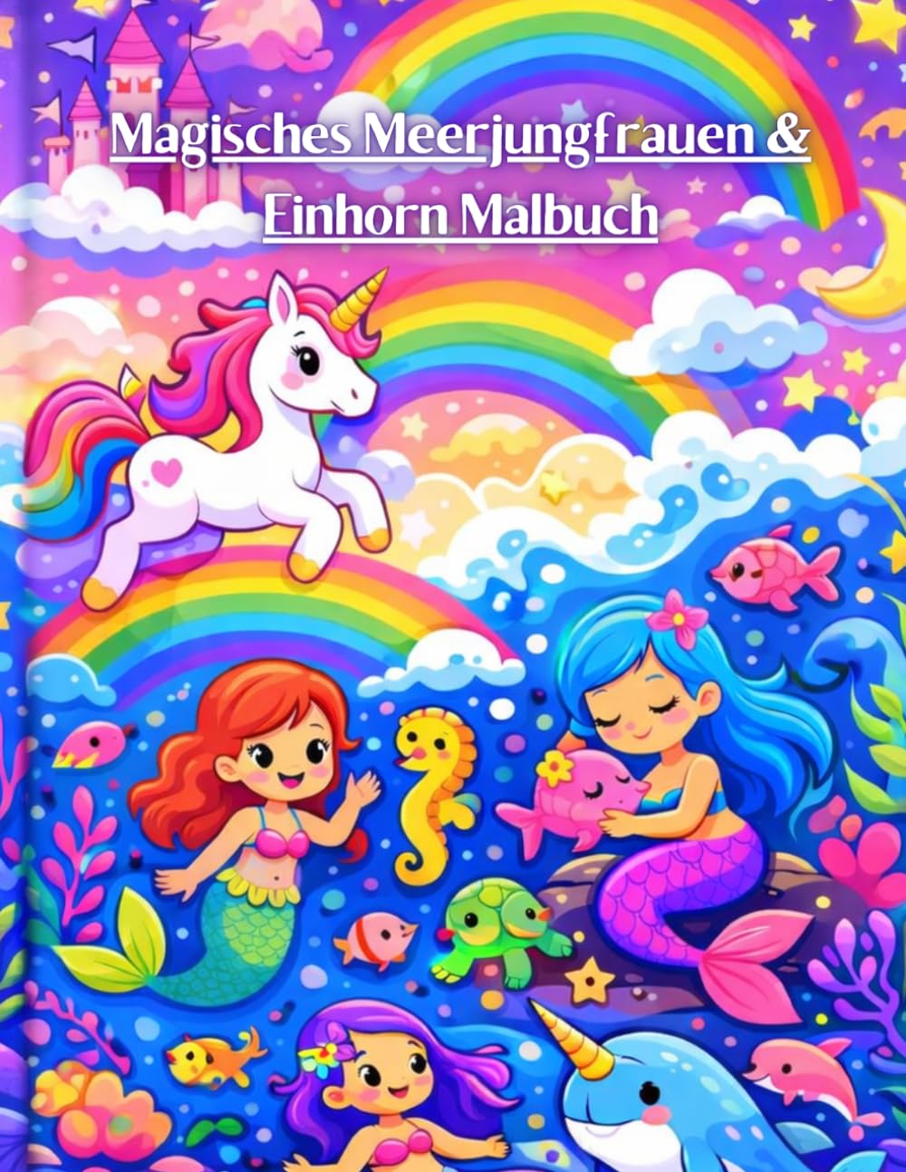 Magisches Meerjungfrauen & Einhorn Malbuch