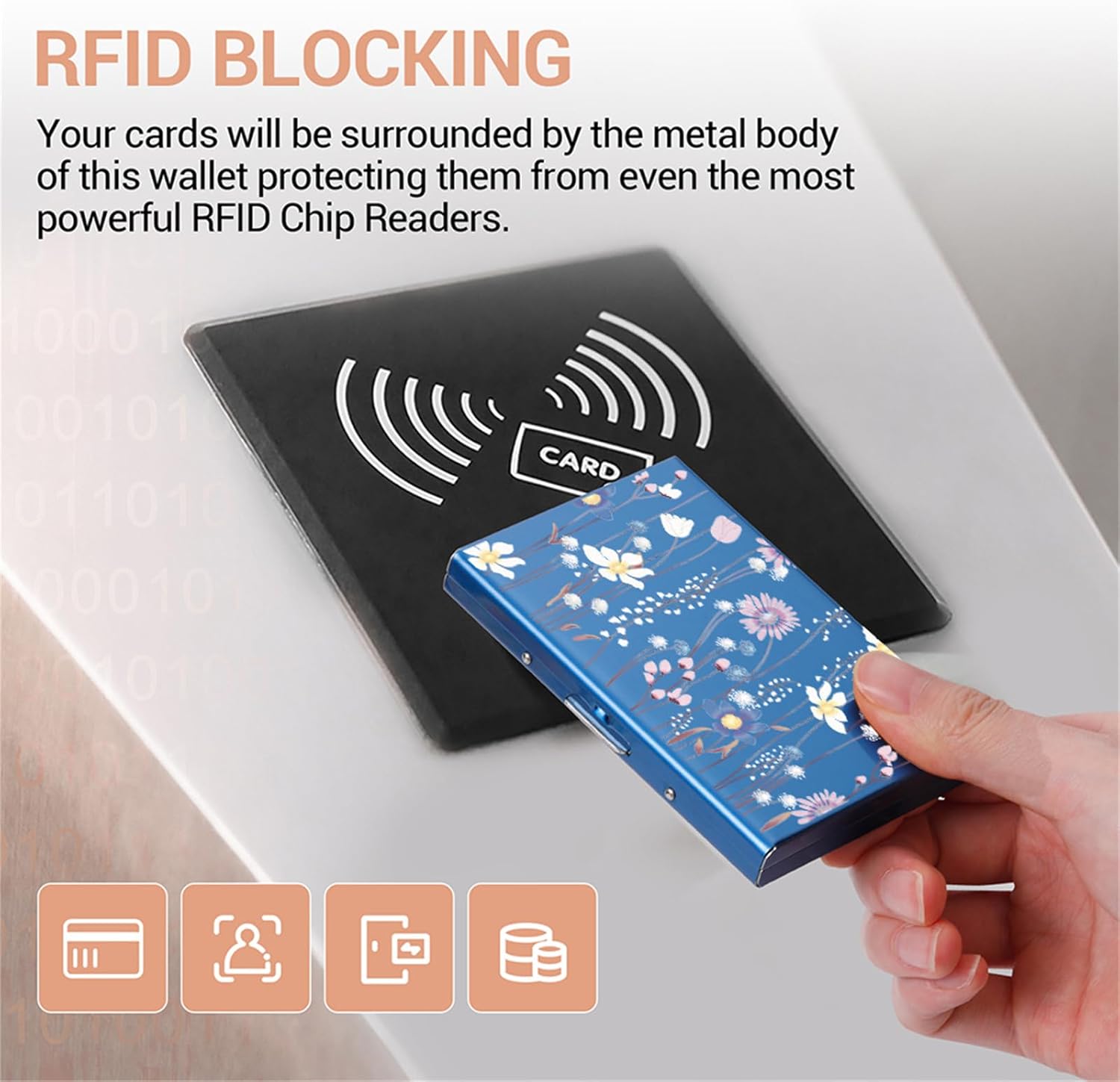 AliExpress コインケース バイフォールドミニマリスト Blocr クレジットカードホルダー RFIDブロック  スリムメタルクレジットカード財布 カードスロット6個付き 男女兼用 (6スロット/ブルー Conceal Plus 金 ダークブルー 銀