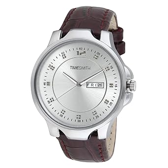 Timesmith White Dial Brown Leather Analogue Latest Stylish Mens Watch