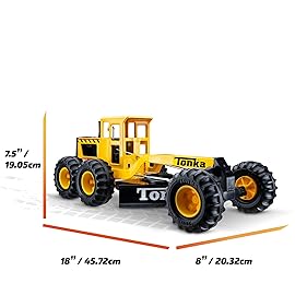 Tonka Steel Classics Road Grader - Made with Steel & Sturdy Plastic, Yellow Toy Construction Truck, Boys and Girls, Kids, Toddlers, Ages 3+
