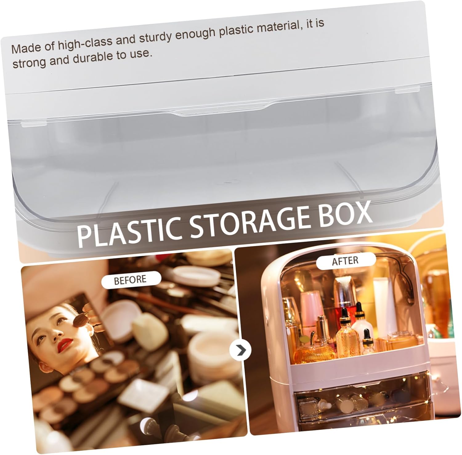 Makeup Storage Box for Women Small Plastic Organizer for Lipstick and Perfume Durable Cosmetic Display Case for Home Use Simple and Practical Design Dustproof Makeup Holder