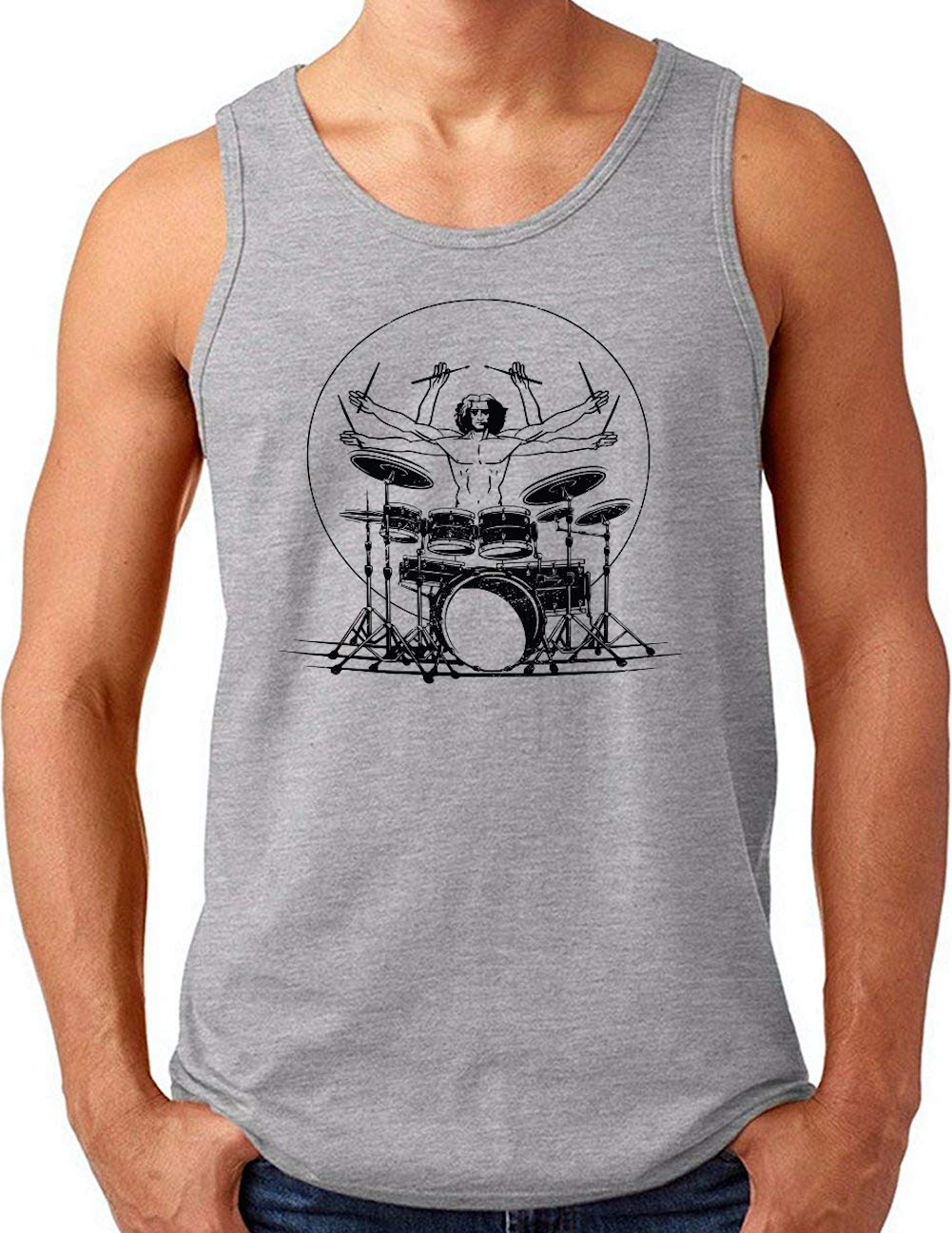 OM3Da Vinci Drummer Tank Top Shirt | Men | Drums Parody Music Concert | S - 4XL