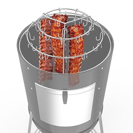 Onlyfire Rib Hanging System, Stainless Steel 3-Tier Rib Hanger with Removable Cooking Hooks, Barbecue Cooking Accessories for Weber 22 inch Smokey Mountain Cooker & Weber 22 inch Kettle Grill