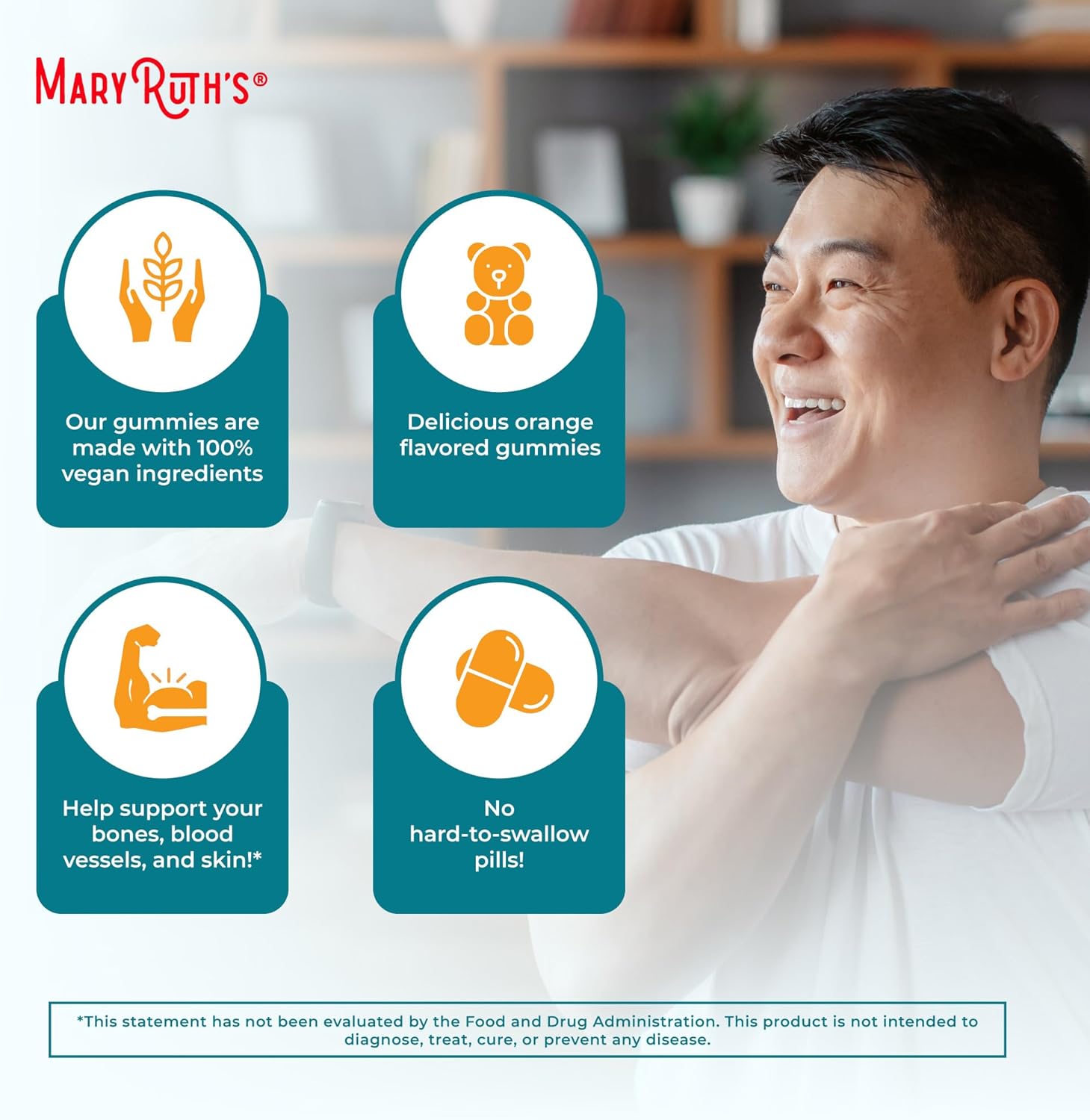 MaryRuth Organics Adult Vitamin C Gummies | USDA Organic | Vegan Chewable Vitamin C Gummies for Ages 14+ | for Immune Support & Overall Wellness | Vegan | Non-GMO | Orange Flavor | 60 Count - Image 6