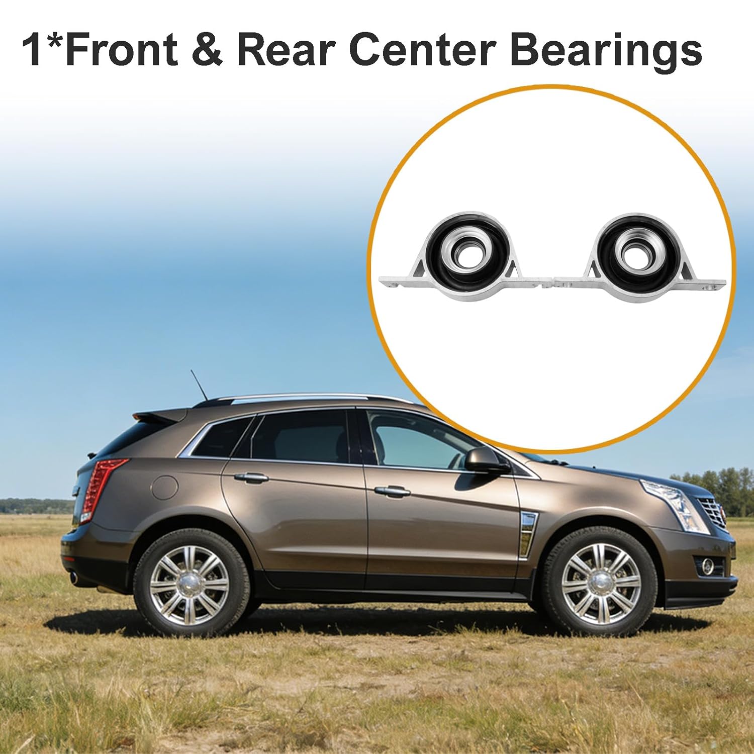 2PCS Front & Rear Drive Shaft Center Support Bearing Replacement for 1016B6677XBFRNP Fit for Cadillac SRX AWD 2010-2016