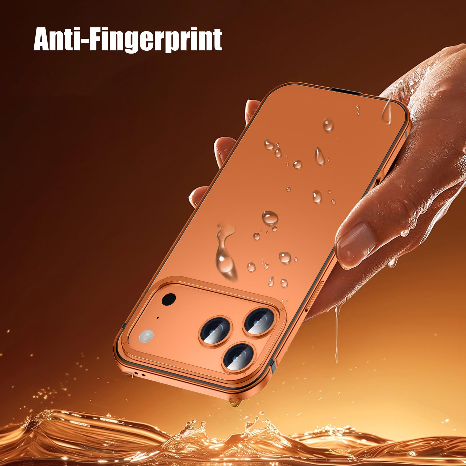 Ultradünne Hülle für iPhone 17 Pro Max/17 Pro, Titan-Stahlrahmen Metall Stoßfest Schutzhülle Leichte Luxus Gefrostet Handyhülle,Orange,17 Pro