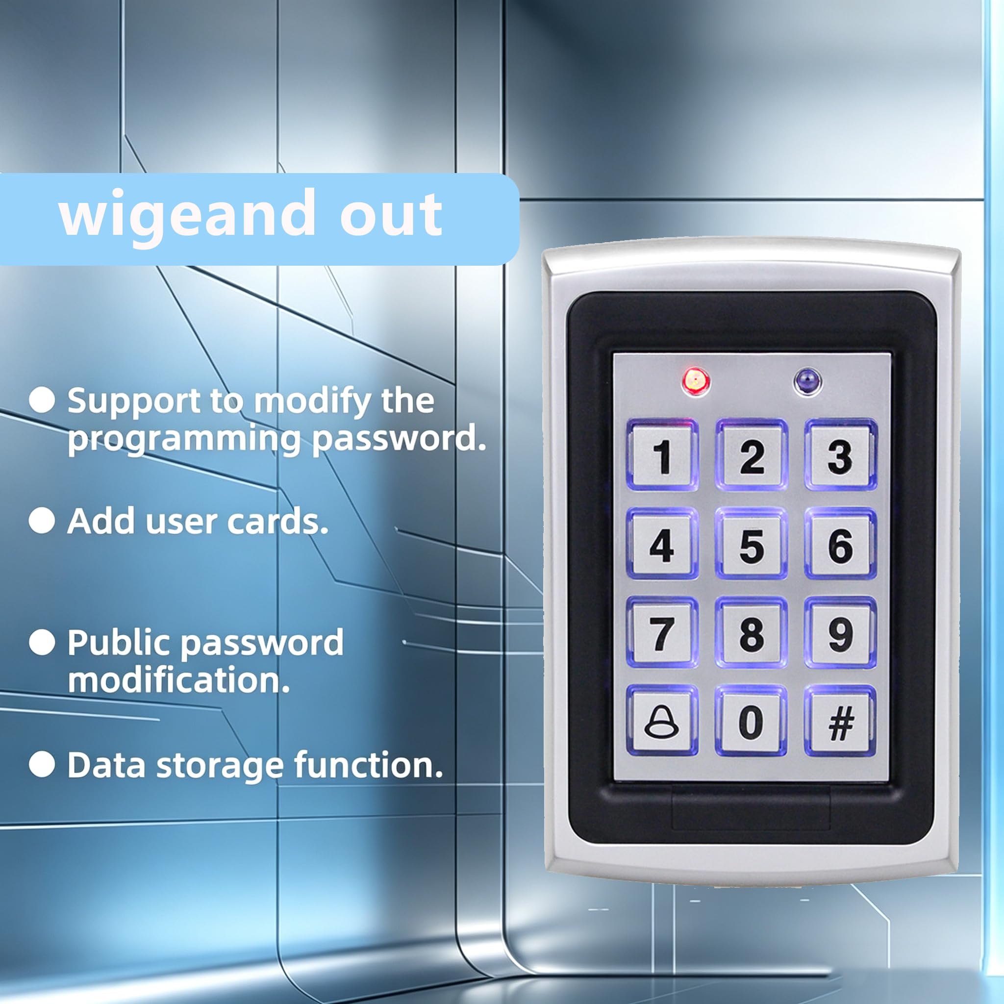 RFID-Zugangskontrollsystem aus Metall, Standalone-Tastatur, 1000 Benutzer | Komplettes Set mit Metalltastatur, 180 kg Magnetschloss, Netzteil, Exit-Taste, 10 ID-Schlüsselanhänger für Zuhause/Büro/Tor