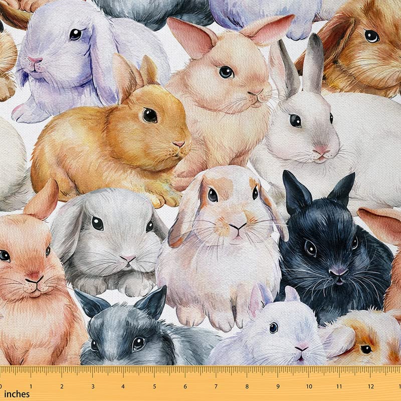 Amazon.com: Rabbit Upholstery Fabric for Chairs Couch, Cute Rabbit ...