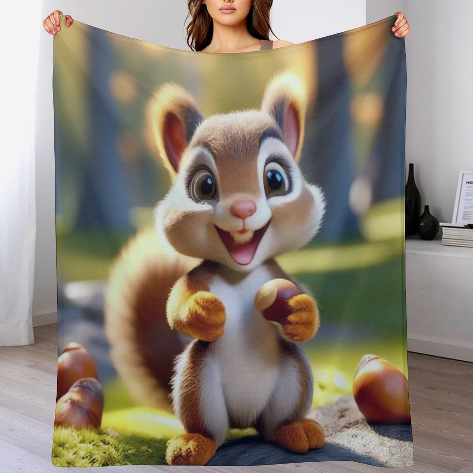 Couverture polaire écureuil idéale pour vos soirées cocooning sur le canapé