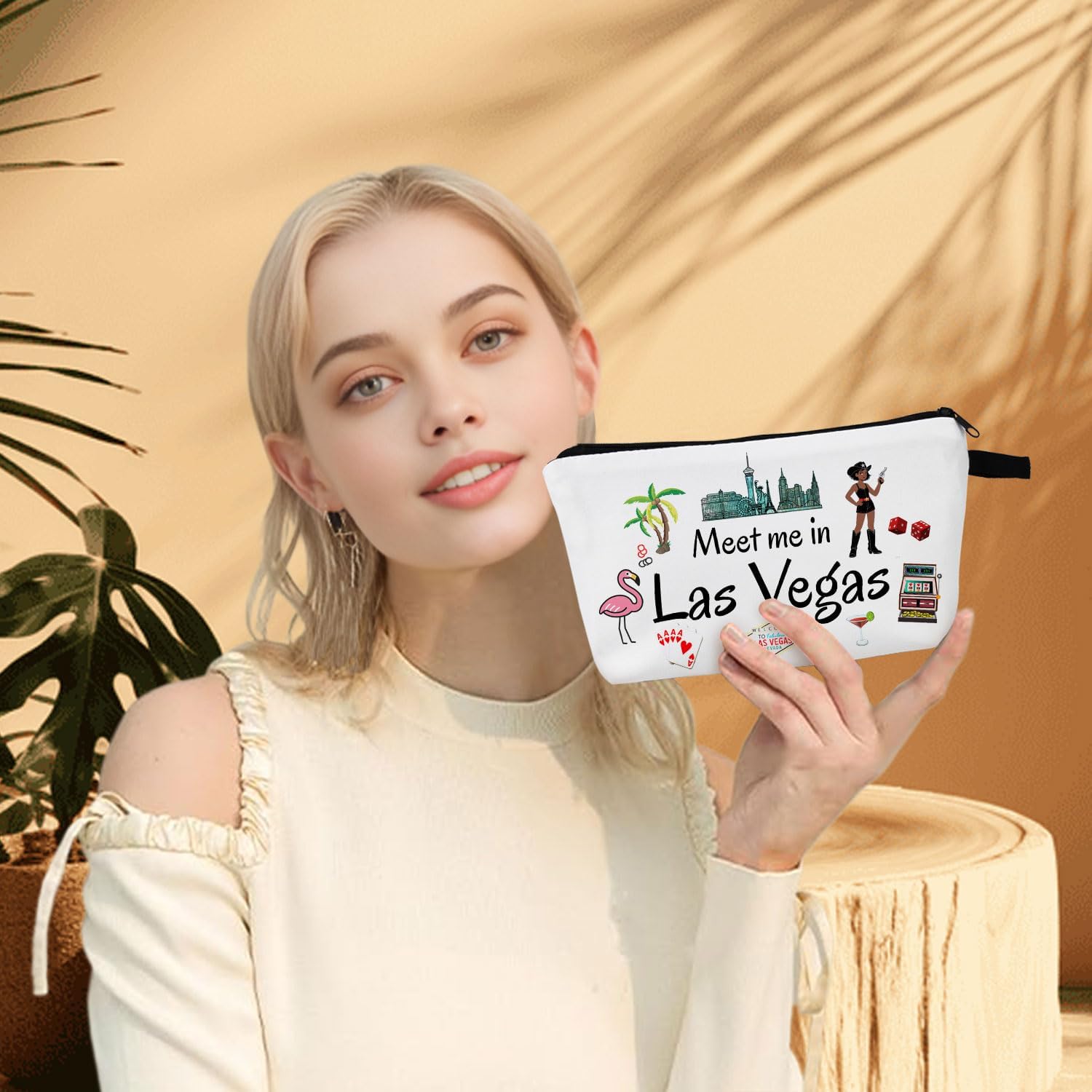 Las Vegas Travel Themed Gift Cosmetic Bag Las Vegas Lovers Gift Las Vegas Travel Souvenir Merch Vacation Zipper Makeup Bags Travel Toiletry Bag Accessories Small Storage Pouch - Image 2