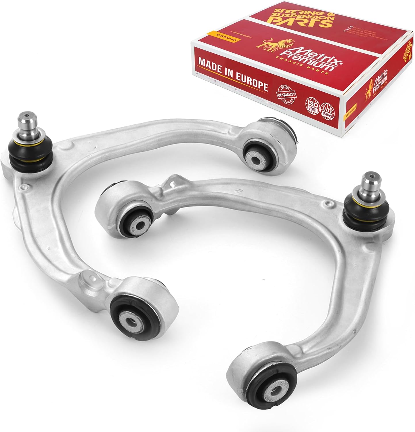 Metrix Premium Chassis Parts - Front Left & Right Upper Control Arm w Ball Joint & Bushing Assembly Kit Fits 2008-2019 BMW X6, 2007-2018 BMW X5, Replacement 524809, 524810, Made in Europe