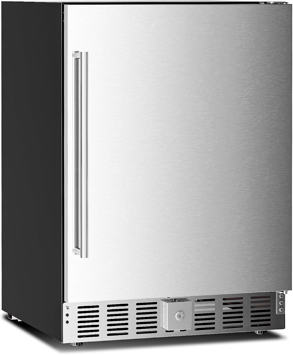Antarctic Star Outdoor Beverage Refrigerator 24 Inch Wide,Stainless Steel Mini Fridge 180 Can for Undercounter Built-in or Freestanding, Wine Cooler for Home and Patio,Fast Cooling, Low Noise, 32-50°F