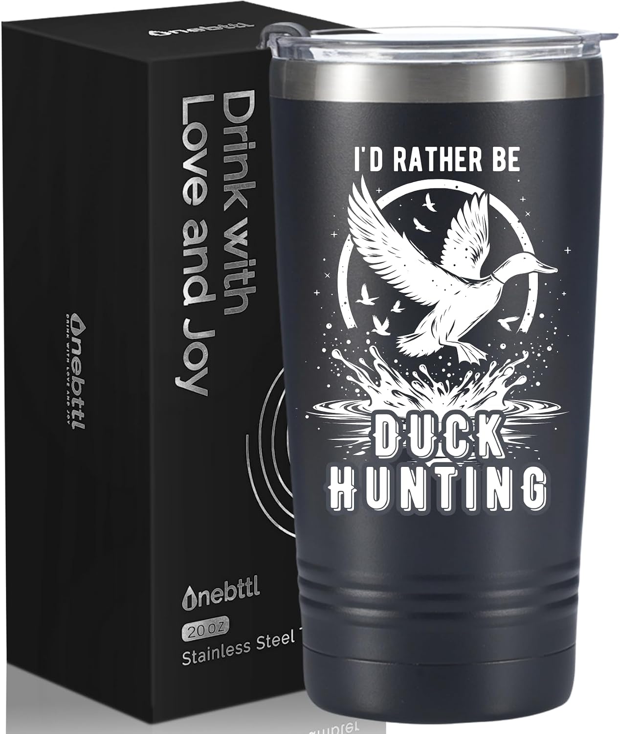 Onebttl 20oz Stainless Steel Insulated Tumbler with Lid for Hunter Dad, Husband, Boyfriend, Rather be Duck Hunting