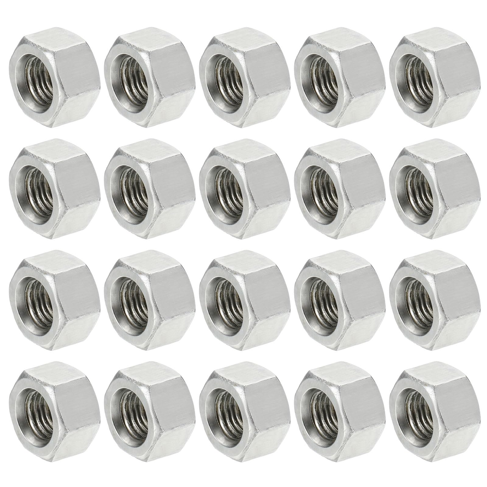 sourcing map 20Pcs M8x1-Pitch Coupling Nuts, 8mm Length Carbon Steel Hex Rod Coupler Nut Fully Threaded Studding Connector Fasteners, Silver Tone