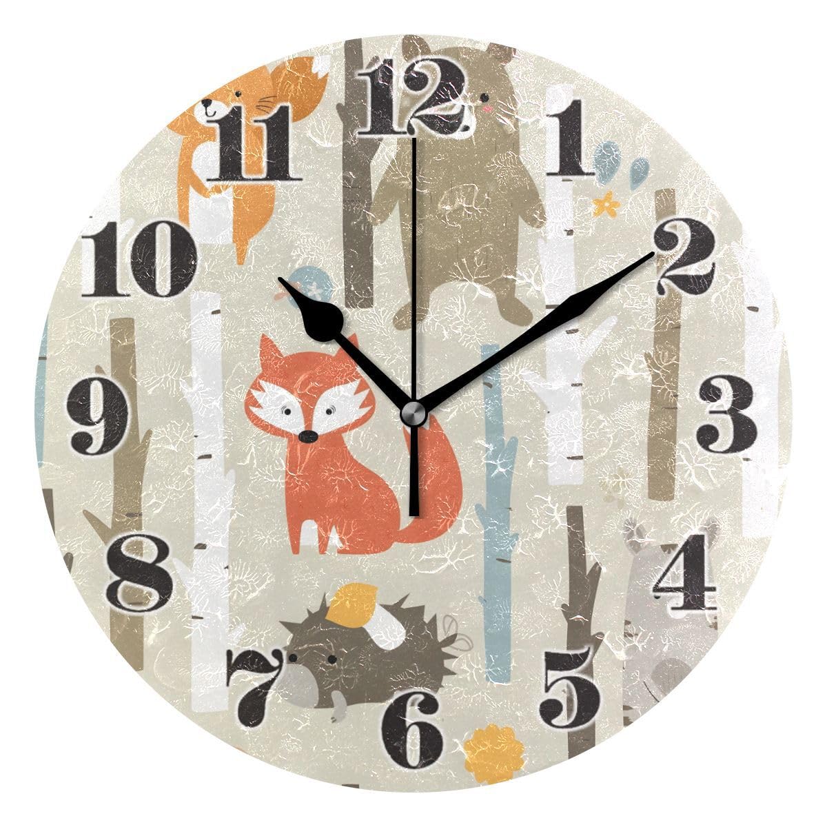 Horloge murale silencieuse sans tic-tac Senya pendule ronde décorative motif renard