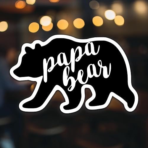 Miniatura 2 de Calcomanía de vinilo Papa Bear | Autos, camiones, camionetas, SUV, ventanas, paredes, tazas, portátiles, negro, 5.5 pulgadas, KCD2368