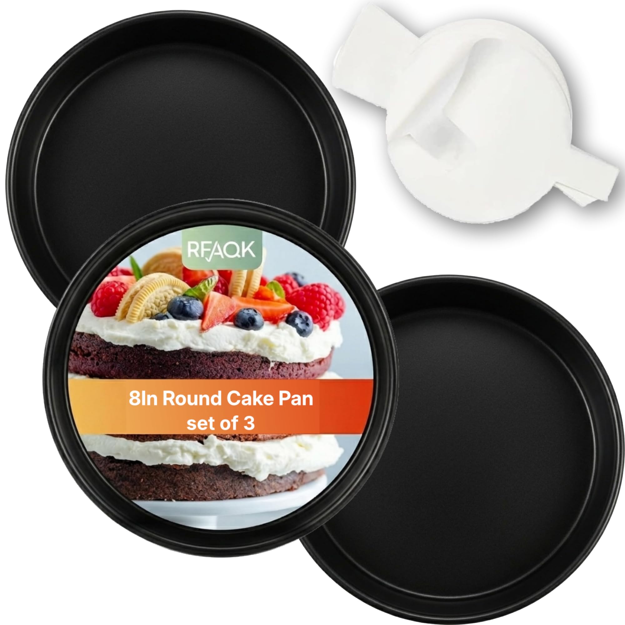 RFAQK 8-Inch Cake Pan Set with Parchment