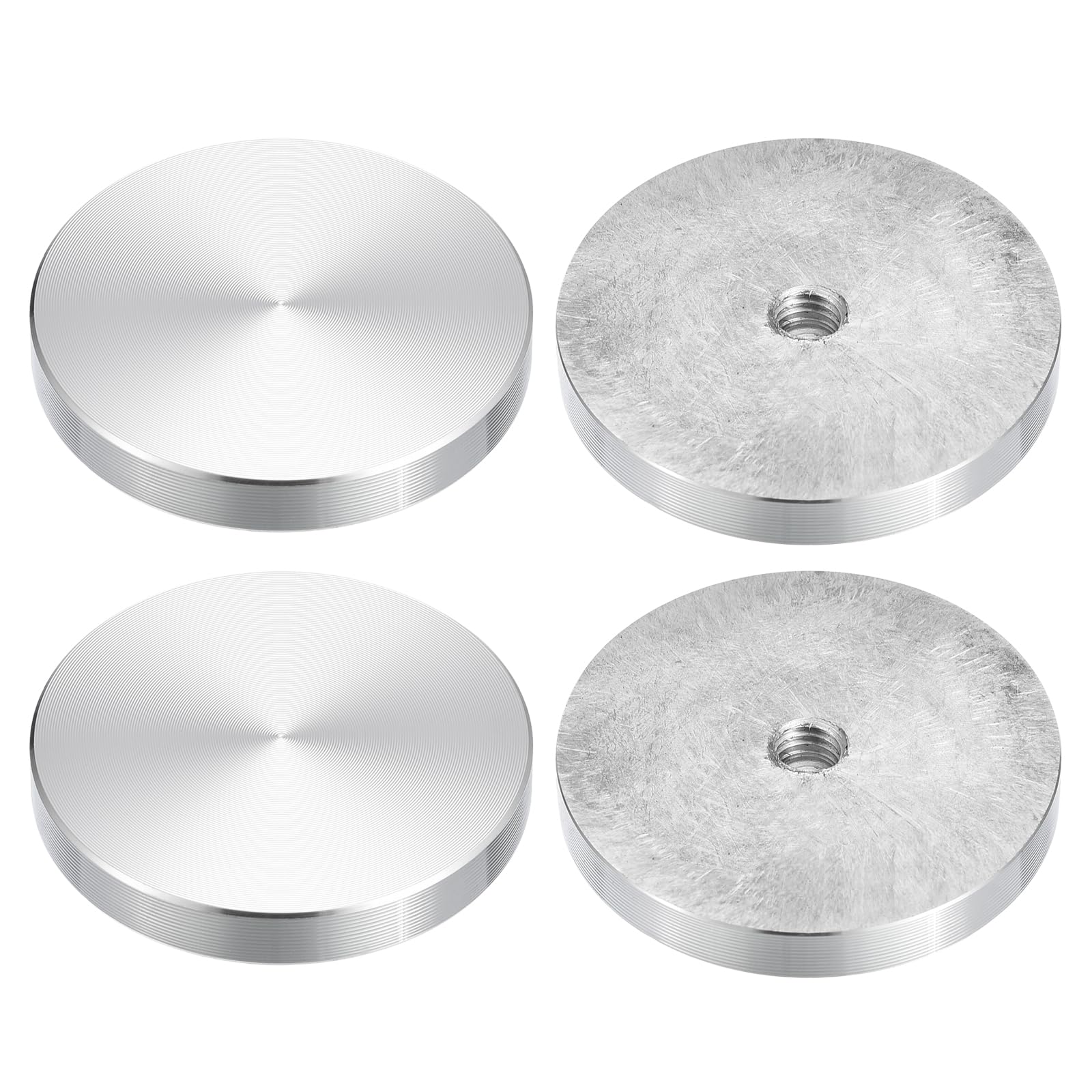uxcell M8 Thread 50mm Diameter Round Shape Aluminum Disc Hardware 4pcs, Aluminum Circle Disc Glass Top Adapter for Glass Table
