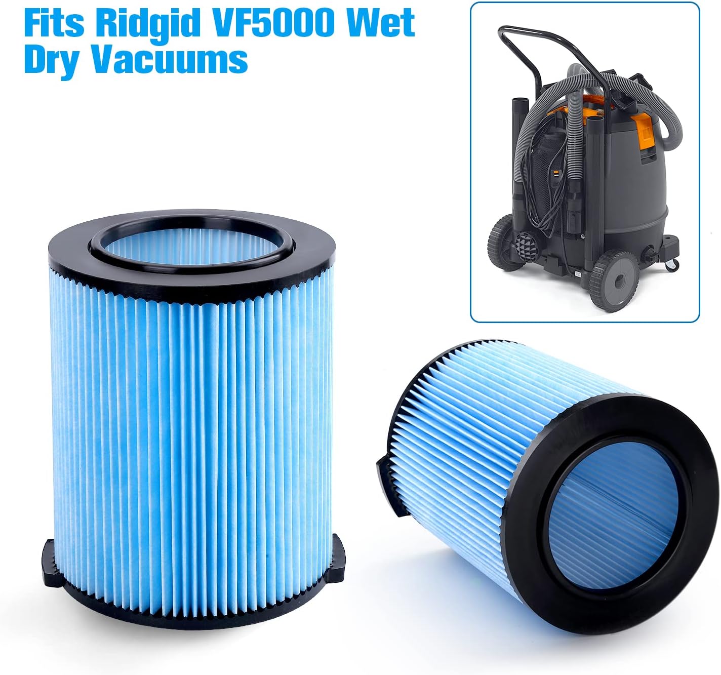 Housmile 3-Layer Pleated Paper VF5000 Filters for Ridgid Shop Vac Fits for Ridgid Wet Dry Vacuums 5-20 Gallon Compatible with WD1450 WD0970 WD1270 WD09700 WD06700 WD1680 WD1851 RV2400A : Tools & Home Improvement
