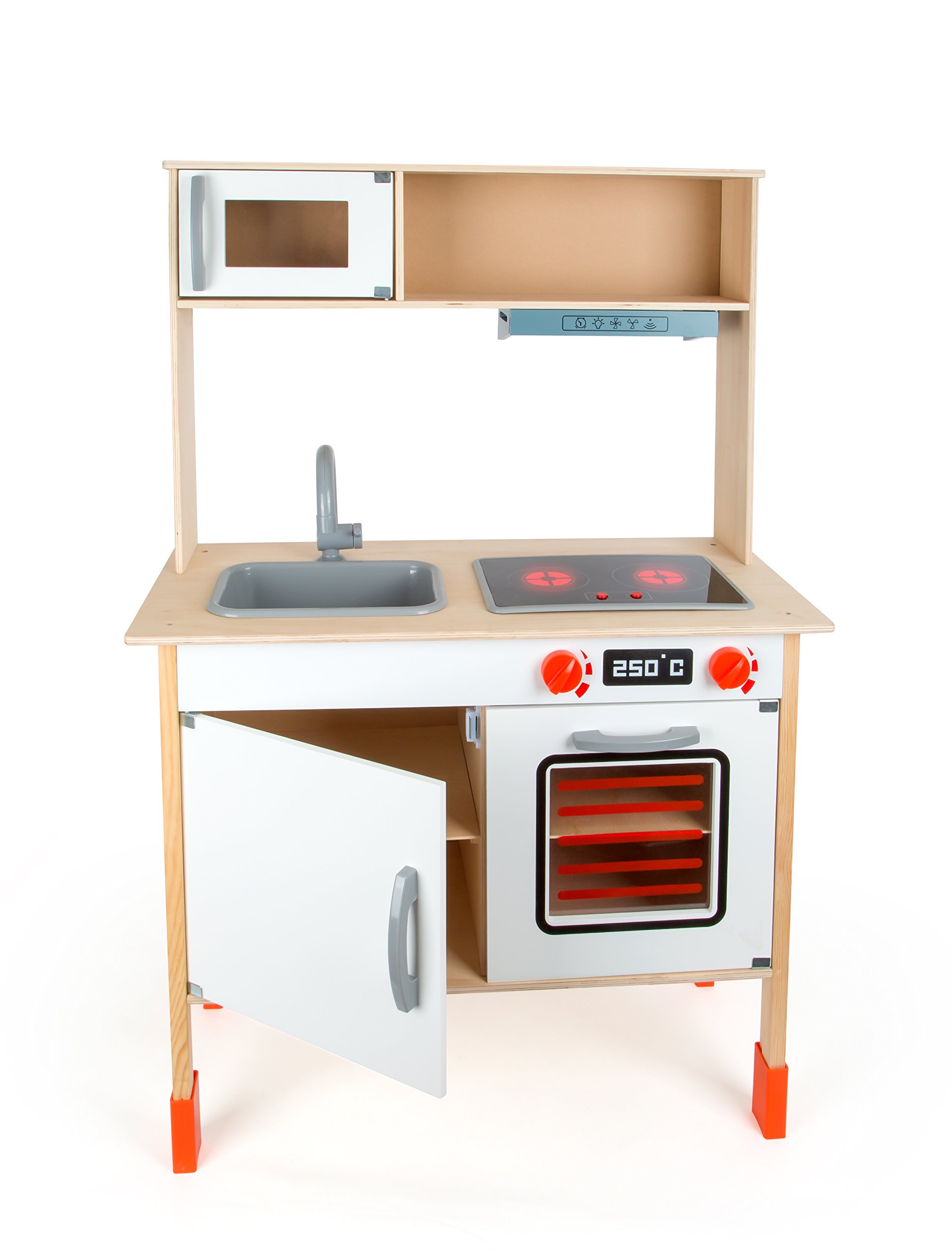 small foot 10749 Kinderküche modern aus Holz mit umfassender Ausstattung, Rollenspielzeug für Kinder ab 3 Jahren